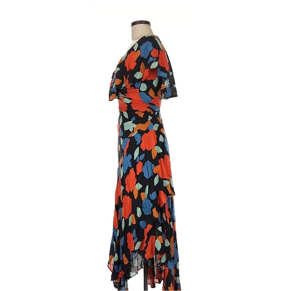 Free People Black Maxi wrap dress with Red and Blue Floral - Picture 5 of 7